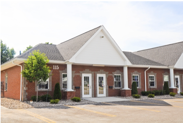 front of office and parking lot